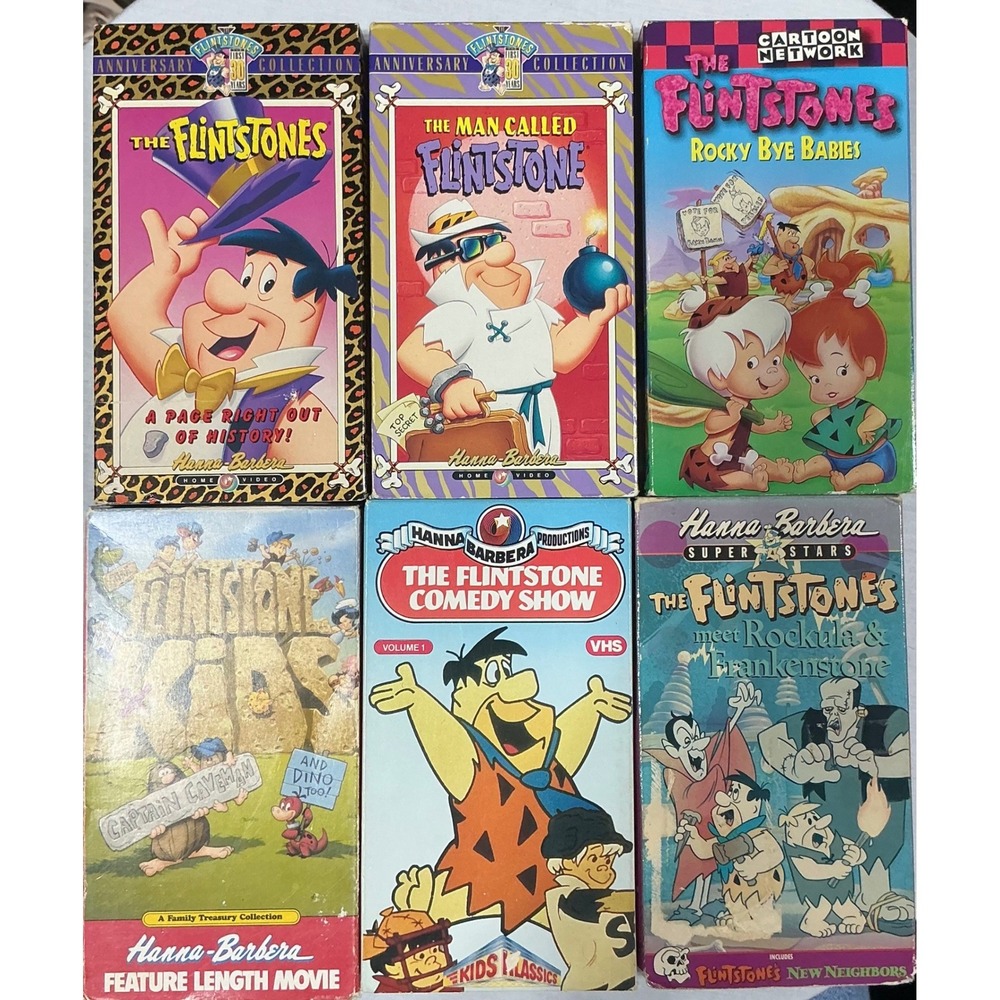 Flintstones VHS Lot of 6 Hanna-Barbera‎ Cartoon Collection Untested Vintage